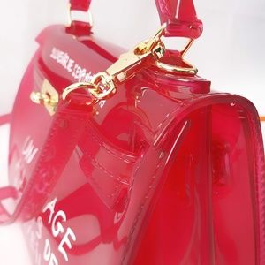 Red Stadium Approved clear Jelly crossbody bag